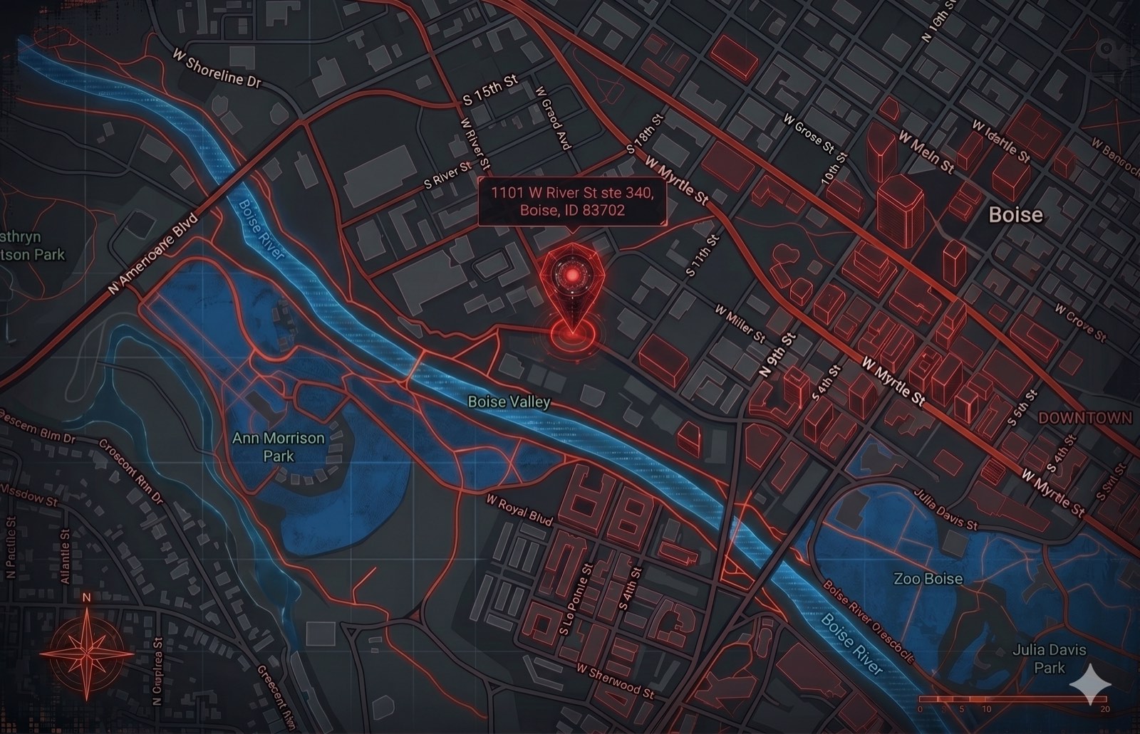 Map to Keller Williams Realty Boise — 1101 W River St, Ste 340, Boise, ID 83702