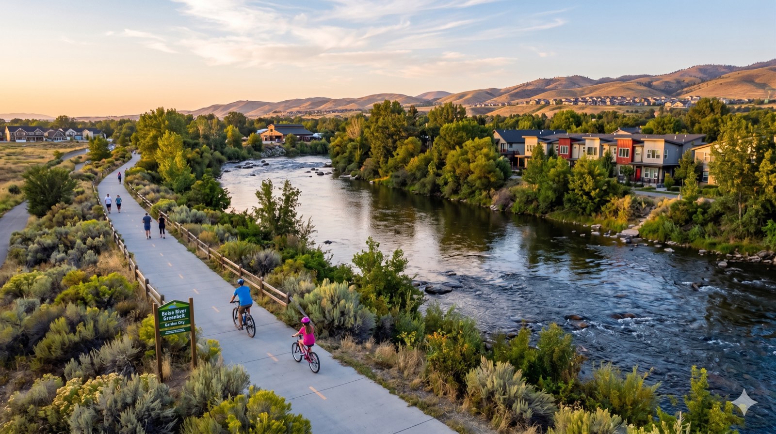Garden City, Idaho homes along the Boise River corridor